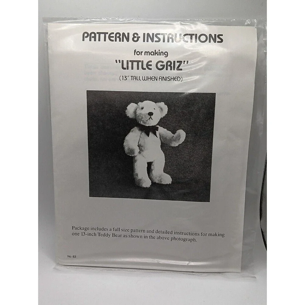 4) Dorothy L. Rowland Pattern & Instructions For Big And Little Griz, Dog, Sheep